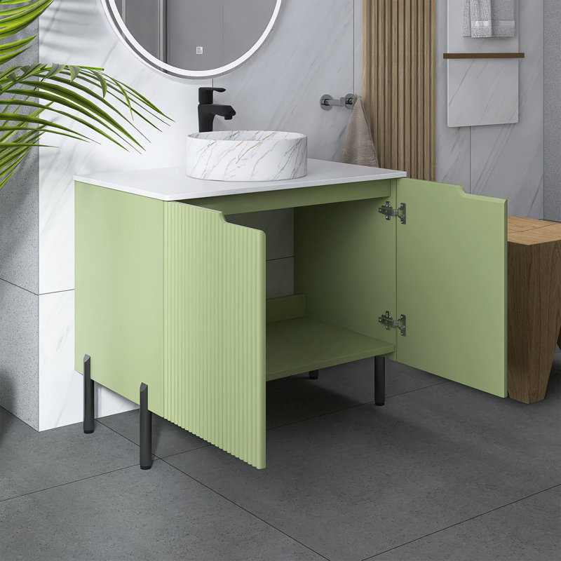 Meuble-lavabo autoportant de 30 po avec lavabo, Vert clair