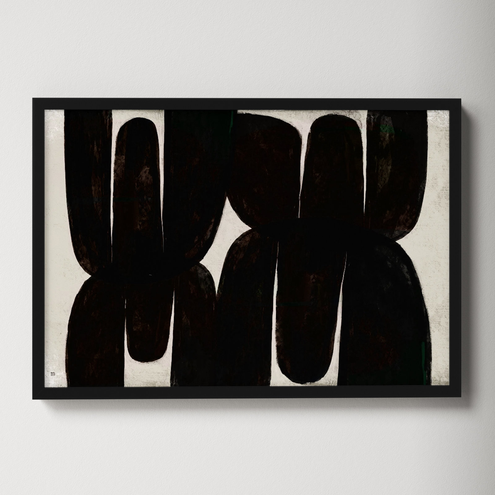 Stretched Painting, Black, 14" H x 20" W x 1.25" D