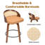 Ensemble de 2 tabourets de bar pivotants, structure en bois moderne avec dossier en rotin, tabouret en cuir de polyuréthane pour comptoir de cuisine, tabourets de bar rembourrés avec repose-pieds de style Mid-Century, tabourets de comptoir industriels-1969963762