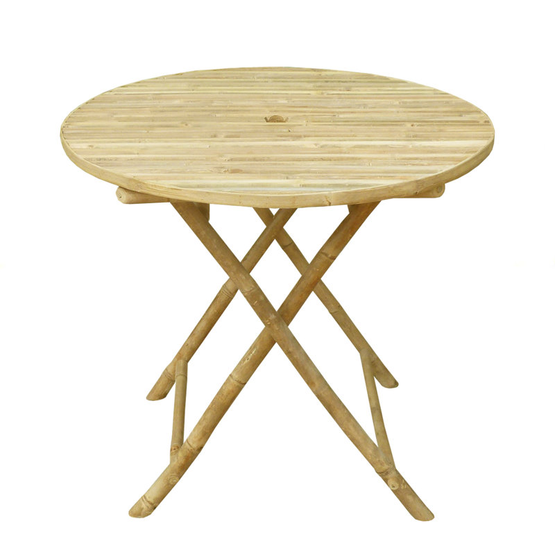 Round Foldable Outdoor Bistro Table Umbrella Hole , 31.5 " W 31.5 " D
