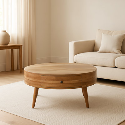 Delontay Solid Wood Four Leg Coffee Table with Storage