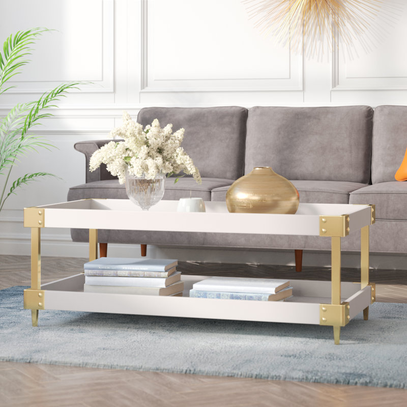 Table basse avec rangement Chakela, Gris, Or