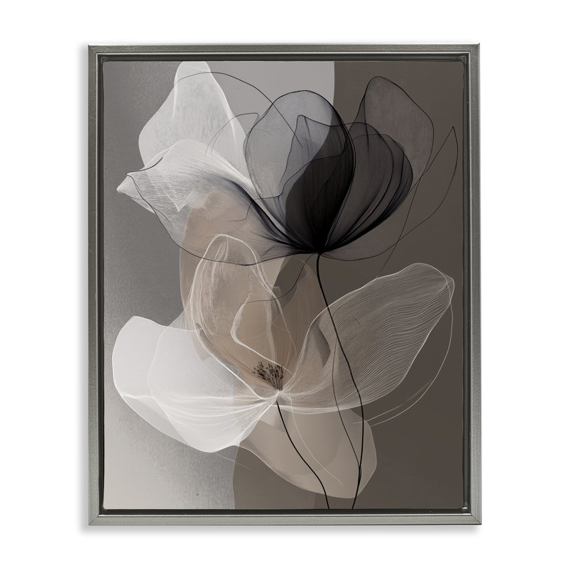 «Brown Gossamer Flowers», art mural encadré doré sur toile flottante, conception par Annabelle Hall, H 21 po x l 17 po