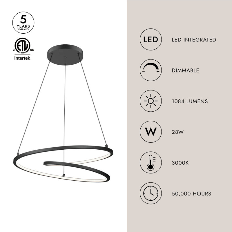 Twist 1 - Light LED Pendant, Antique Brass, 126.25" H x 19" W x 19" D