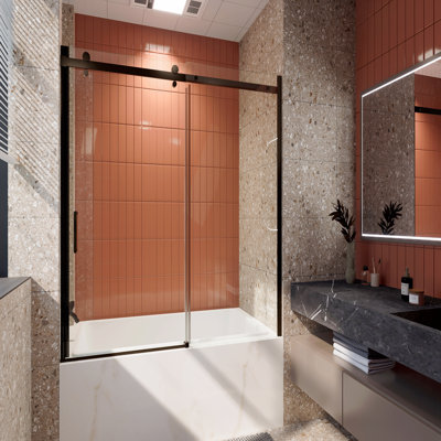 56-60 In. W X 58 In. H Mod Semi-Frameless Sliding Bathtub Door With 5/16 In. (8Mm) Clear Glass