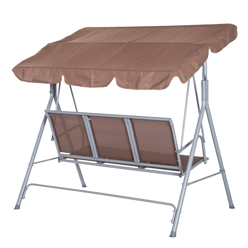 3 Person Porch Swing with Canopy, Brown