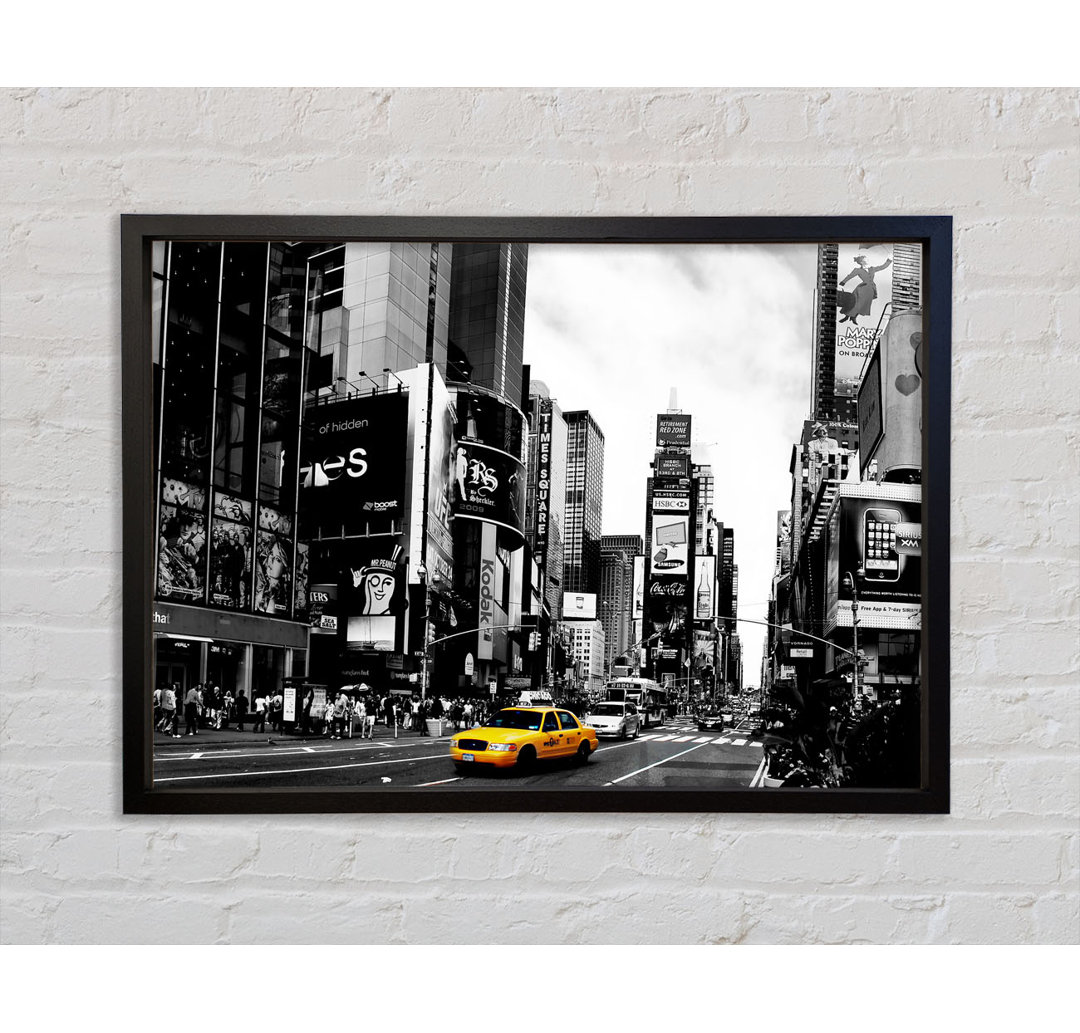 Broadway Yellow Cab B N W - Einzelner Bilderrahmen Kunstdrucke auf Leinwand