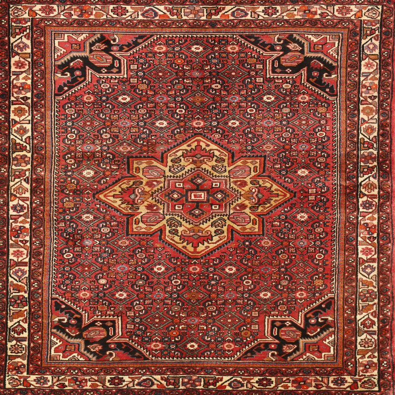 Tapis oriental brun / rouge, Rond 8 pi
