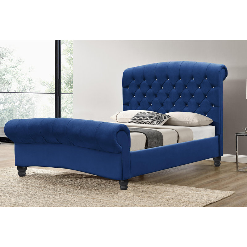 Whittaker Upholstered Bed, Double (147 x 238 cm), Navy