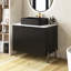 Meuble-lavabo autoportant avec lavabo et portes en céramique, comptoir blanc Carrara-963366587