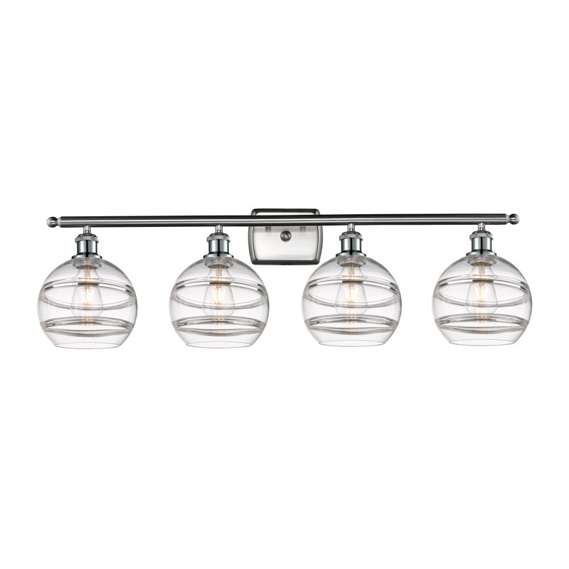 Chartoff 4 - Light Dimmable Vanity Light, Clear, Brushed Satin Nickel