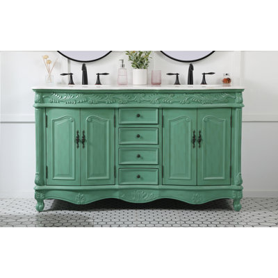 Mannie 60'' Double Bathroom Vanity with Engineered Marble Top