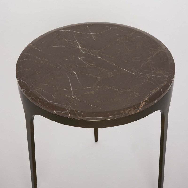 Camilla Marble End Table, Matte Black, Terra Brown, 22" H x 20" W x 20" D