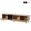 Meuble télé 80 po avec 3 portes, centre média moderne. Espace de rangement abondant. Couleur naturelle du bois. Et une console de divertissement simple à installer. Rangement généreux. Bois. Facile à assembler-1008642600