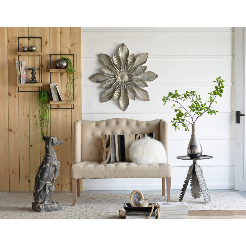 Tablette 12 x 6 x 27 po en fer et en bois pour la décoration, aspect industriel avec 2 tablettes