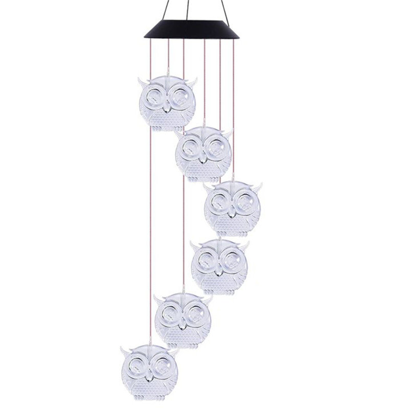 Solar Owl Wind Chime LED Spinners String Hanging Outdoor Garden