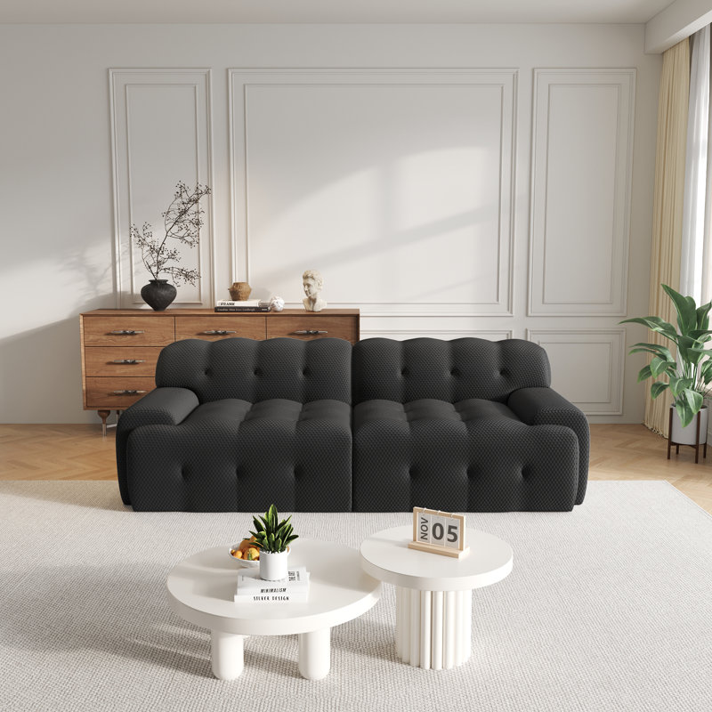 Boneless Bierce Modular Sofa, Black, 27.5”H x 86.6”W x 41.34”D