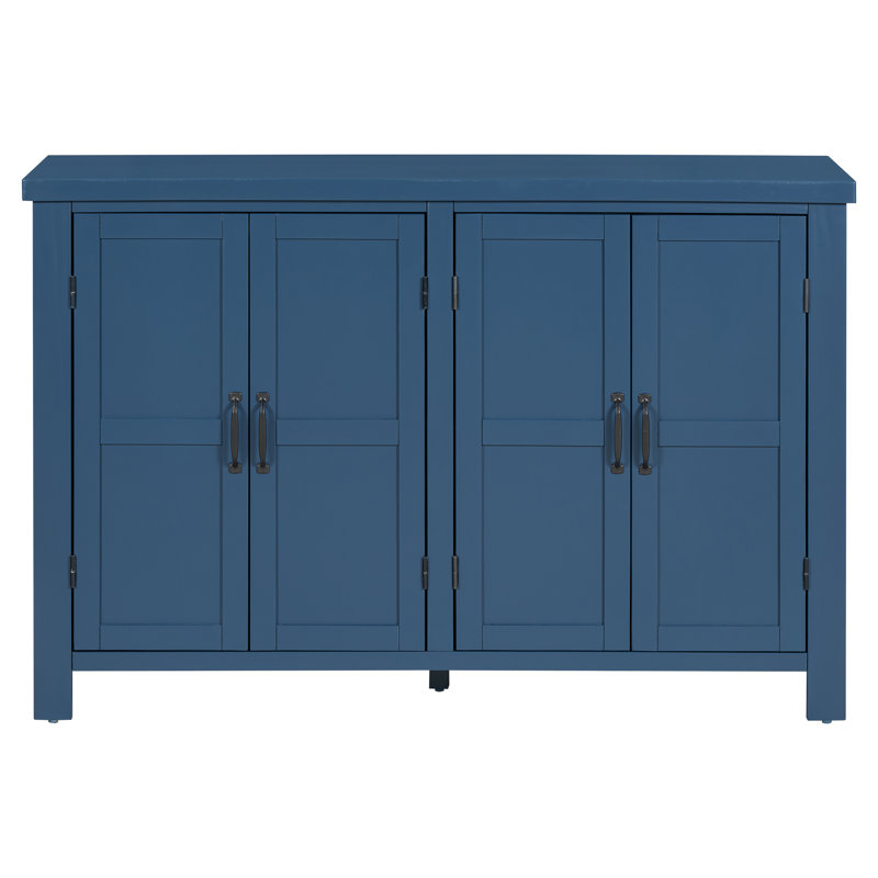 Buffet de rangement 4 portes avec tablettes réglables, Bleu