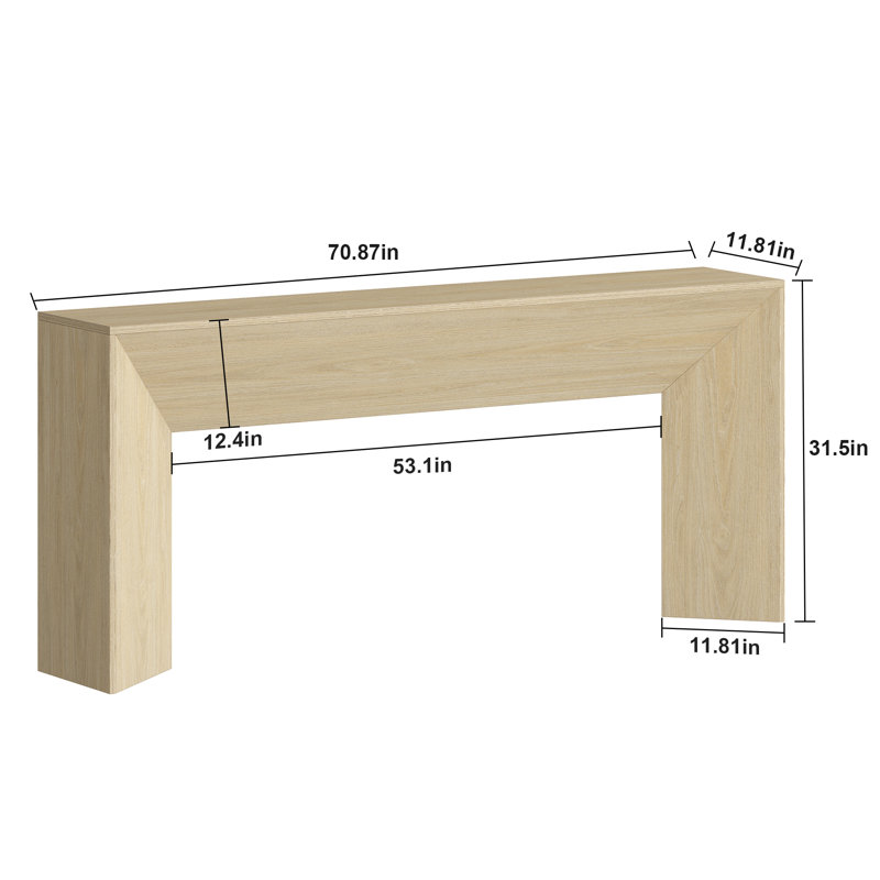  70.9 Inch Extra Long Console Table, Farmhouse Wood Sofa Table Behind Couch, Narrow Entryway Table With Sturdy Triangular Base For Living Room, Entryway, Natural Oak