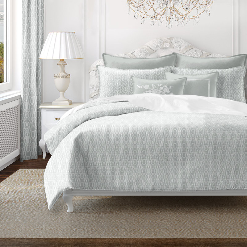 Perry Sage Geometric Cotton Twin Duvet Cover Set