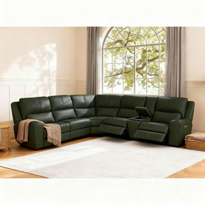 Ensemble de canapé modulaire inclinable en cuir fleur de qualité supérieure avec appui-tête réglable et soutien lombaire