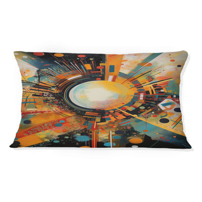 Coussin décoratif à imprimé géométrique abstrait orange IV