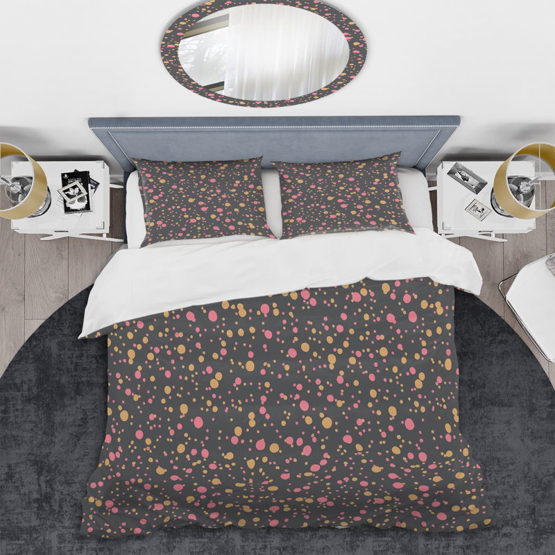 Ensemble de housse de couette en microfibre rose / jaune 2 pièces, Housse de couette simple + 1 taie décorative stan