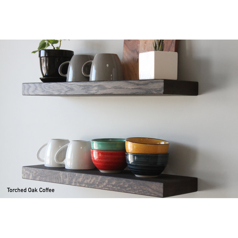Brelee 2 Piece Oak Floating Shelf, 2" H x 24" W x 7" D