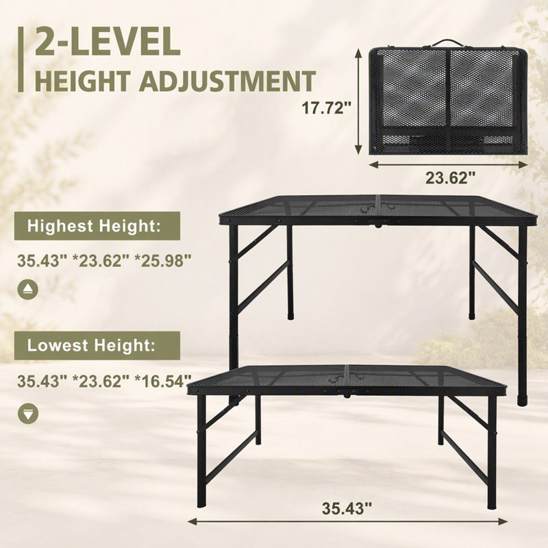 Table de camping de 3 pi avec bureau en filet, petite table de barbecue pliante et portable