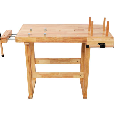 Établi 40 po en bois d'hévéa, capacité de 330 lb, poignée réglable, idéal pour la fabrication de bijoux et de bricolage