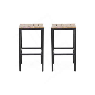 Tabouret de bar industriel moderne avec structure en bois d'acacia et en fer thermolaqué