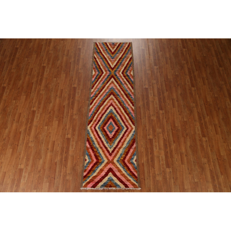 Tapis de couloir unique en laine brun 9 pi 7 po x 2 pi 9 po One Age