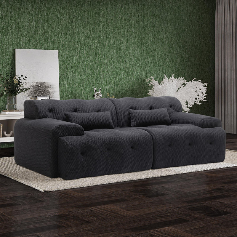 Boneless Maspeth 81.11'' Sofa, Black 100% Polyester