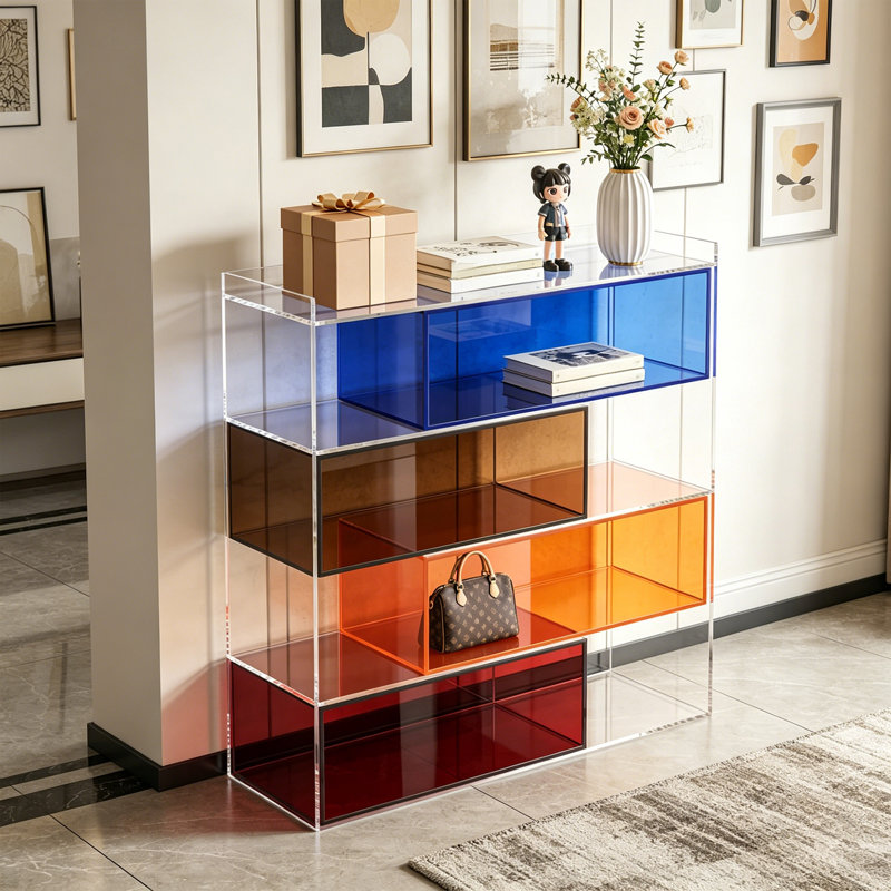 Creative and sturdy acrylic bookcase, (5 Shelves) 49.21"H x 47.24"W x 11.81"D