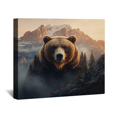 Grizzly Bear In Mountains Canvas Gallery Wrap in Many Sizes