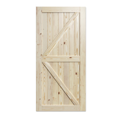 Unfinished Paneled Solid Wood Barn Door Slab without Installation Hardware Kit
