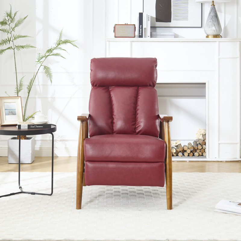 Fauteuil d'appoint moderne avec cadre en bois et fauteuil moderne, Similicuir rouge