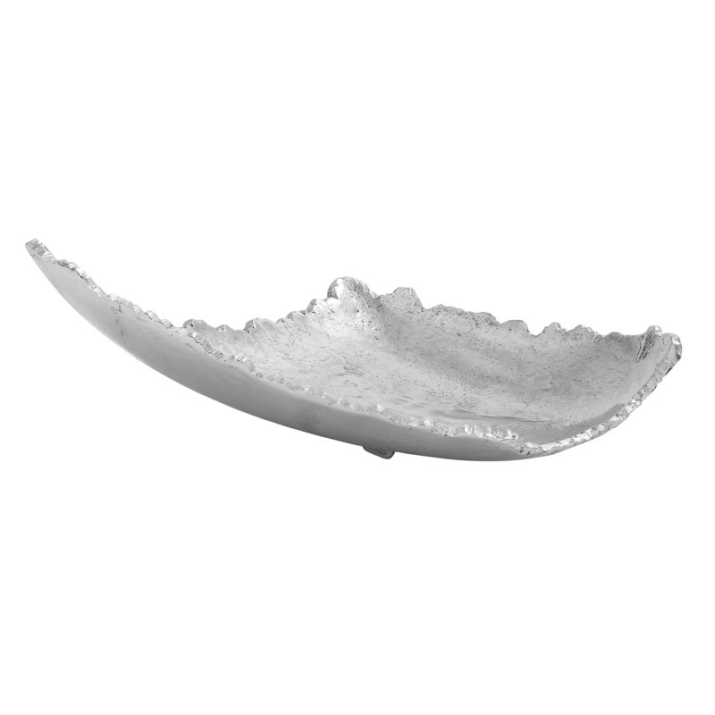 CosmoLiving 16" Silver Aluminum Live Edge Decorative Tray