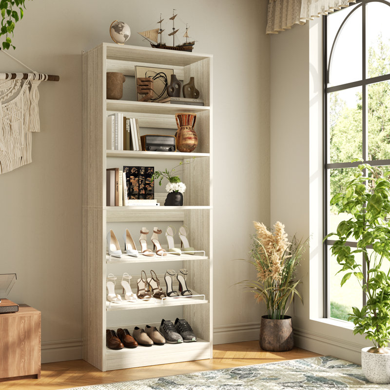25" Closet System, Freestanding Shoe Storage Shelves, Washed Oak