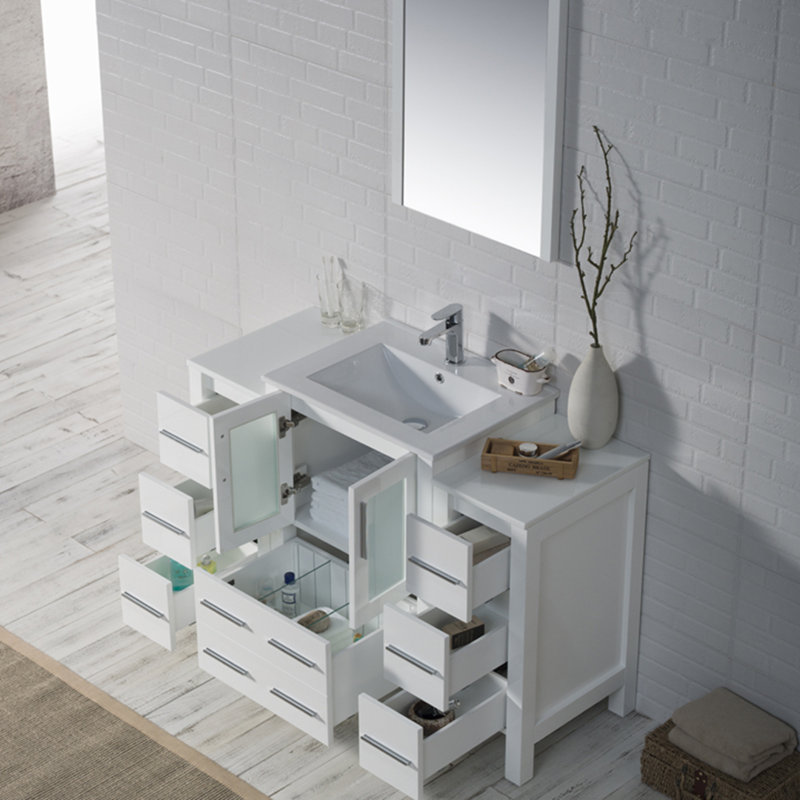 Meuble-lavabo simple 48 po avec lavabo, Blanc