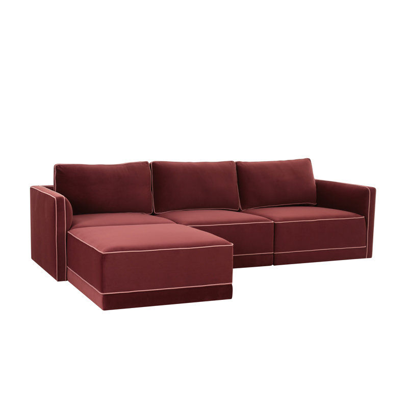 Clairah Misty Modular Sectional, Velours rouge