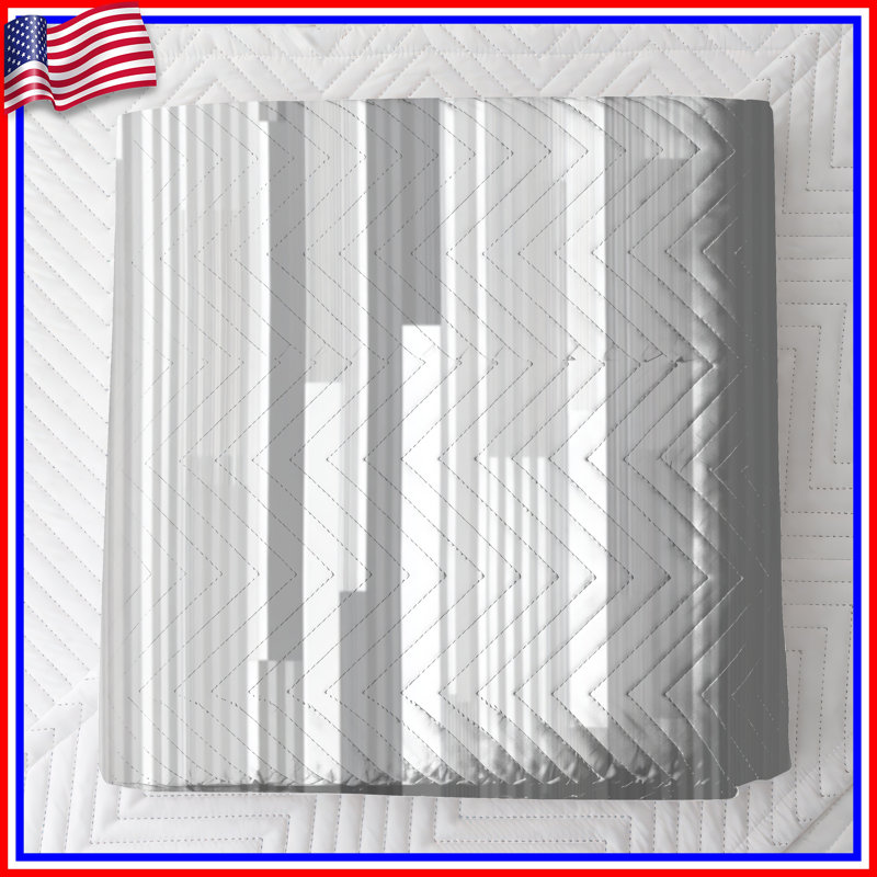 Gray White Vertical Stripes Quilted Bedspread All Sizes, Full / Double