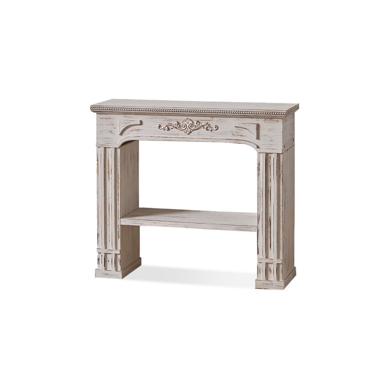 Beige Solid Wood Freestanding Fireplace