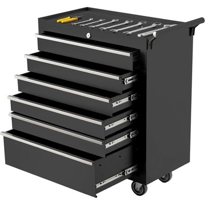 Rolling 6-Drawer Tool Chest, with Locking System & Drawer Liners,Black