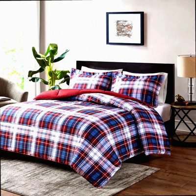 Redwood Ridge Comforter Set - Plaid Design with Stain Release Cover - Hypoallergenic All Season Bedding - 3 Piece Set