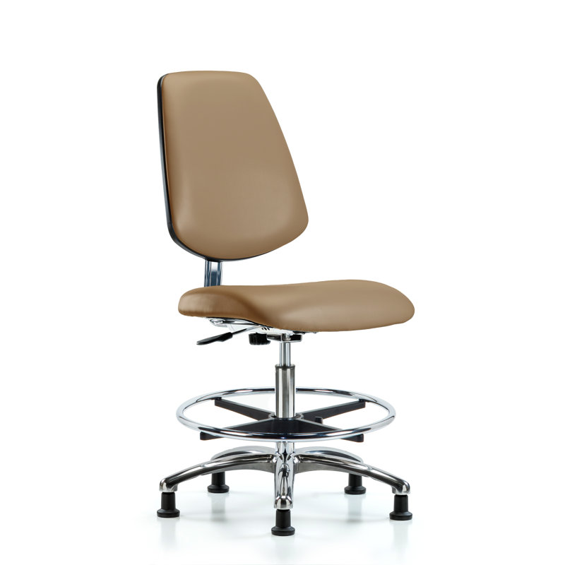 Anais Vinyl Drafting Chair, Casters, Taupe
