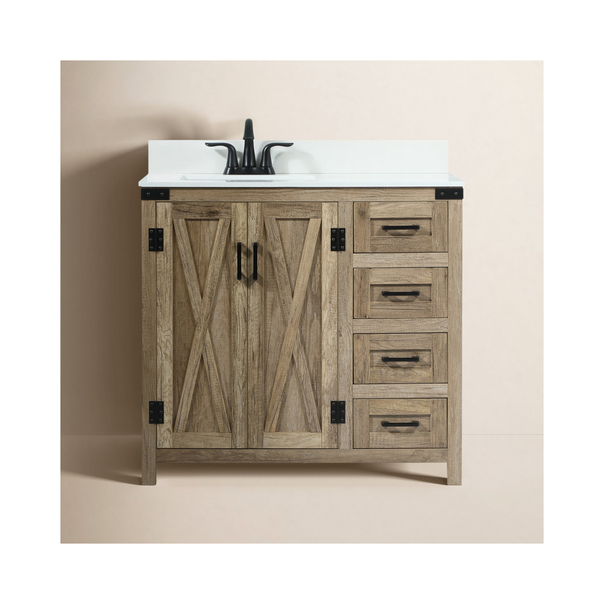 Slayton 36'' Single Bathroom Vanity, Natural Oak