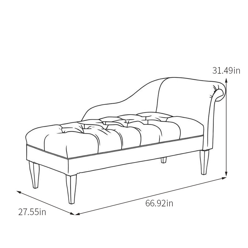 Chaise Longue with Sturdy Wood Frame, Right Hand Facing, Creamy White