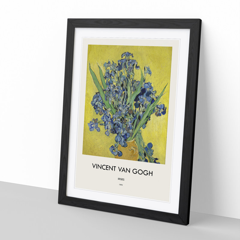 Iris Flowers in a Vase by Vincent Van Gogh - Picture Frame Art Prints, 65cm H x 48cm W x 2cm D, Black Framed