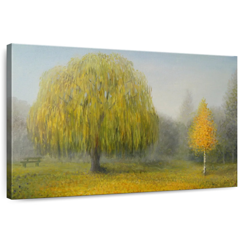 Misty Willow Tree, peinture, H 8 po x l 12 po